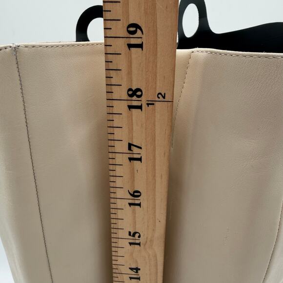 Marc Fisher Dacea Mod Leather Upper Ivory Cream Knee High Block Heel Boots 9.5 - Picture 6 of 8